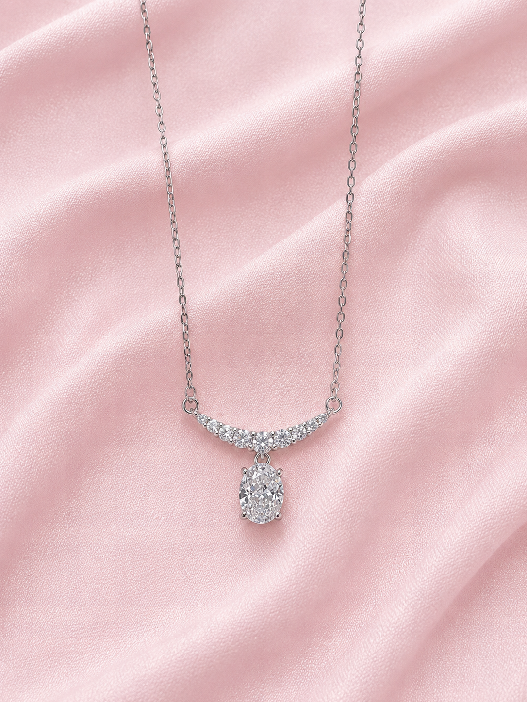 Silver 925 Curved Bar Pendant Set