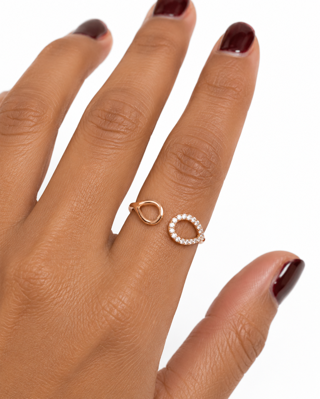 Silver 925 Rose Gold Open Cuff Ring