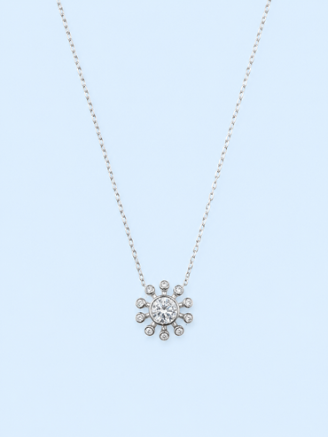 Silver 925 Round-Cut Center Stone Pendant Set