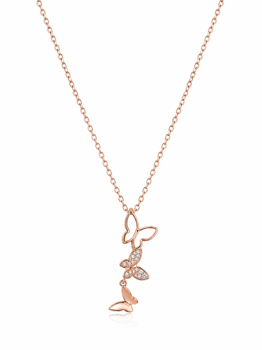 Sliver 925 Rose Gold Butterfly Chain Necklace