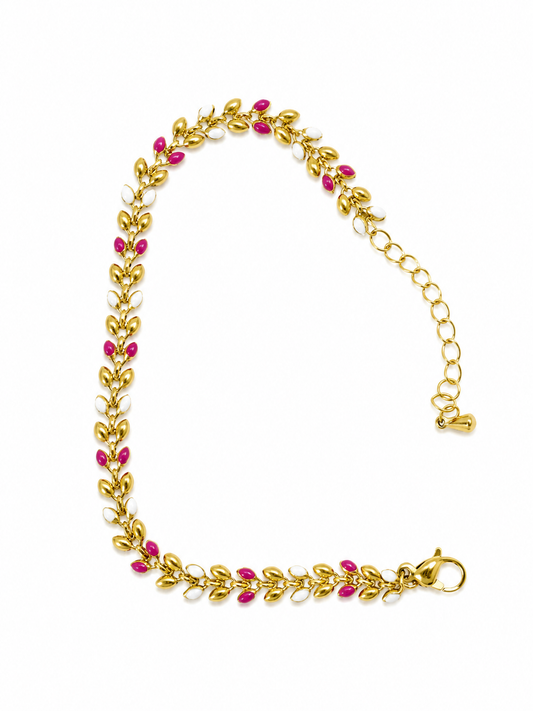 A Pink Leaf-Link Bracelet