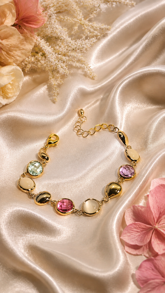 Gold Chain Bracelet With Multiple Round Bracelet