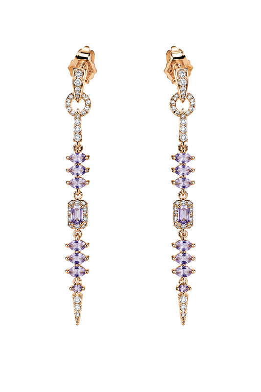 Purple Amethyst Rose Gold Drop Earrings