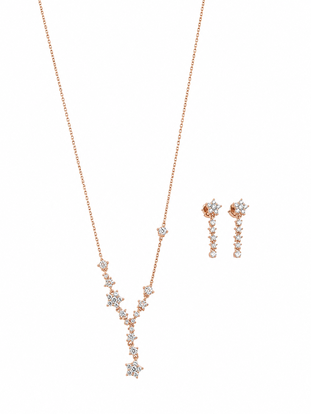 Silver 925 Star Shaped Pendant Set