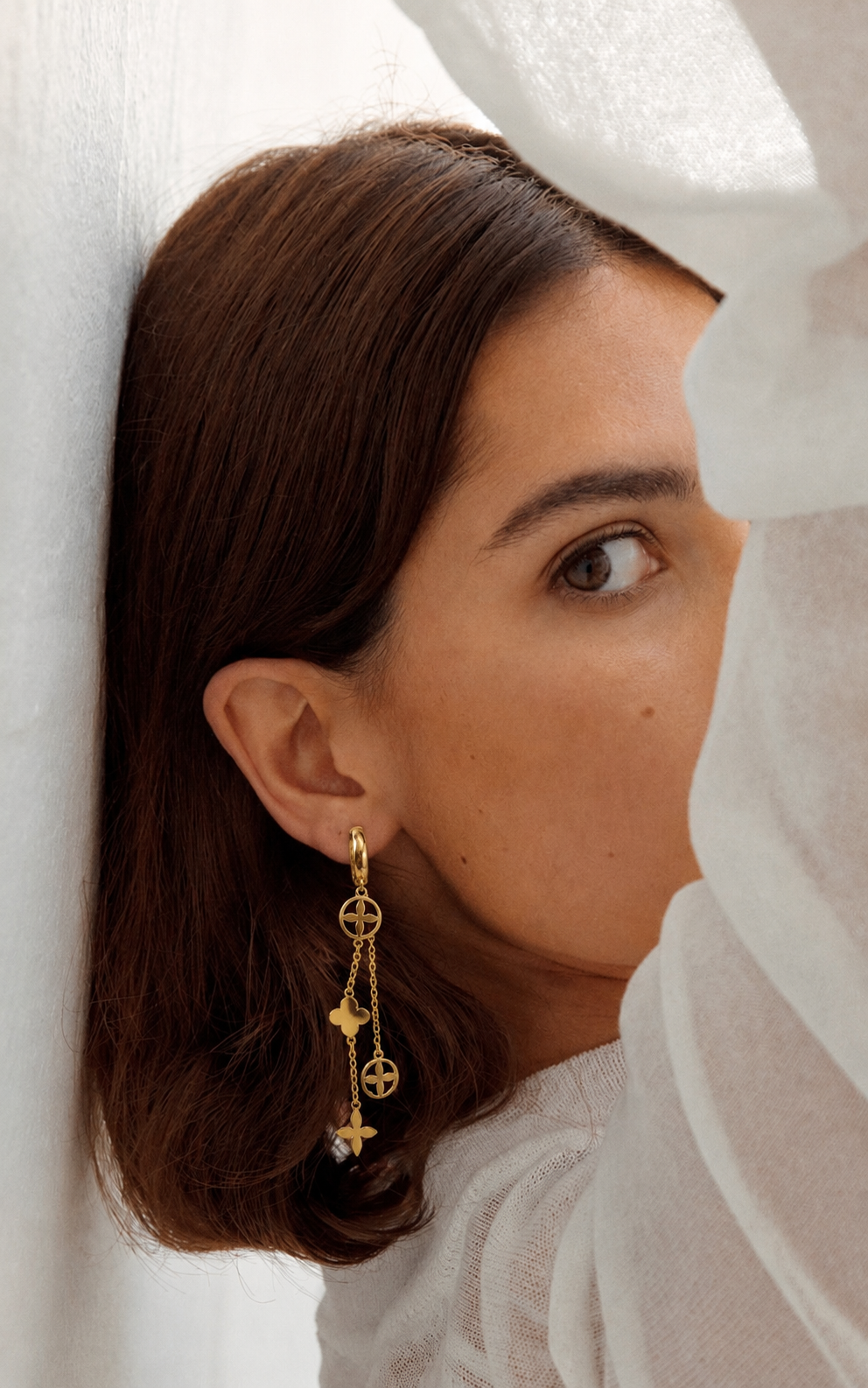 Golden Floral Dangle Earrings