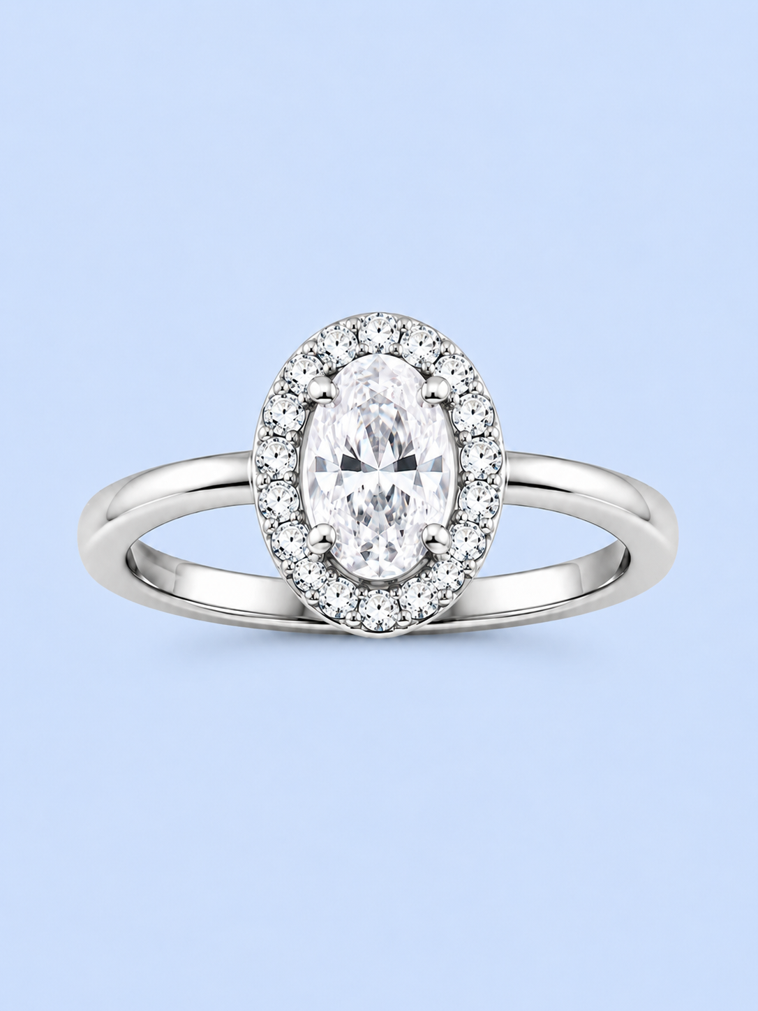 Silver 925 Oval Halo Ring