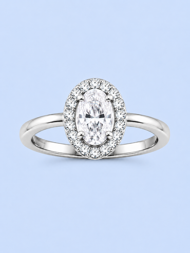 Silver 925 Oval Halo Ring
