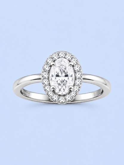 Silver 925 Oval Halo Ring