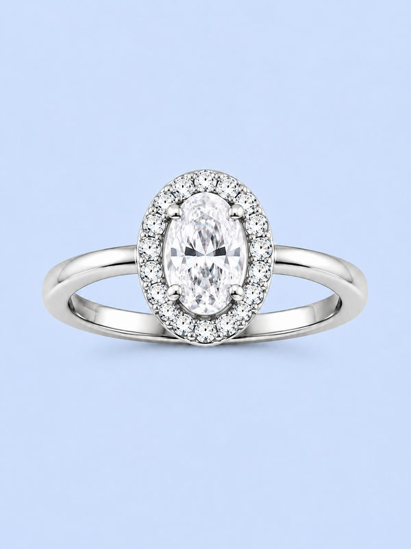 Silver 925 Oval Halo Ring