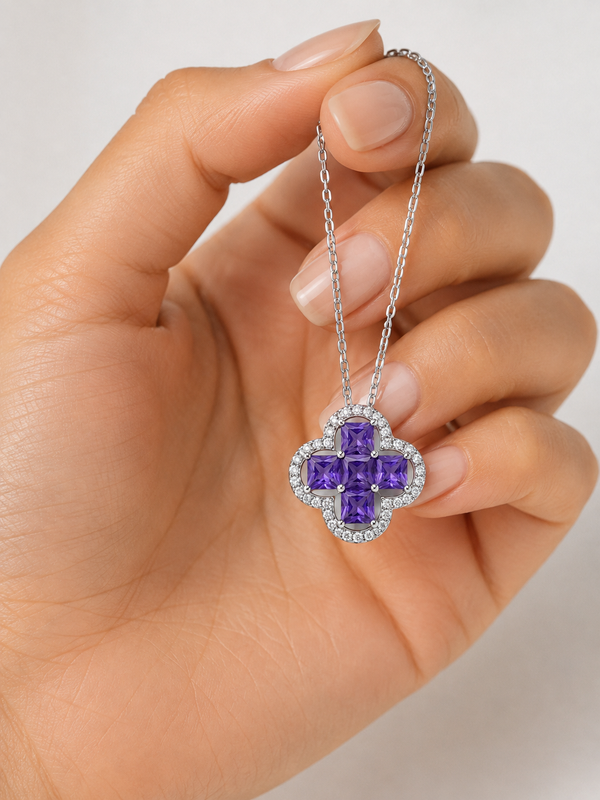 Silver 925 Clover-Shaped Pendant Set
