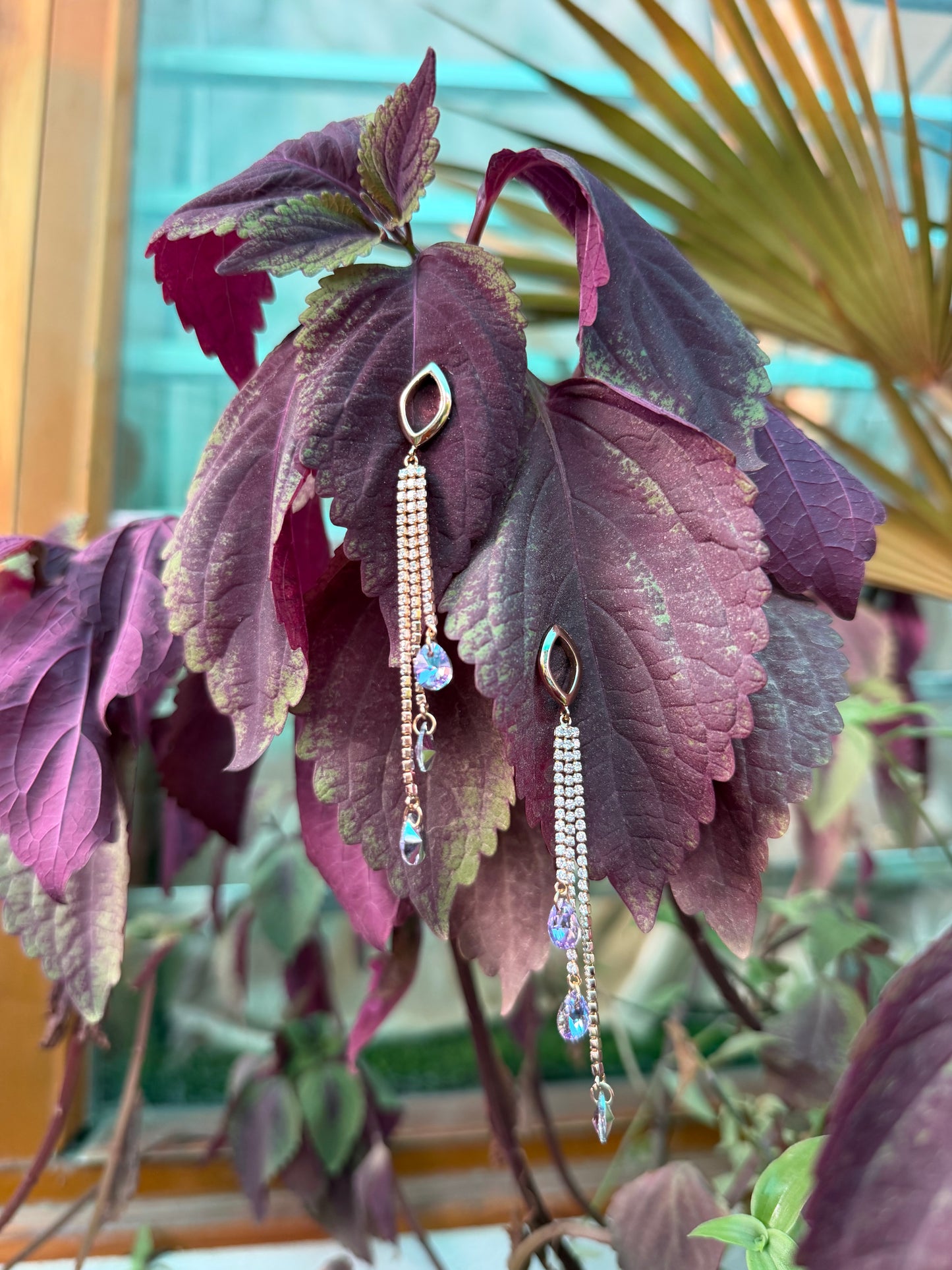 Purple Teardrop Dangle Earrings