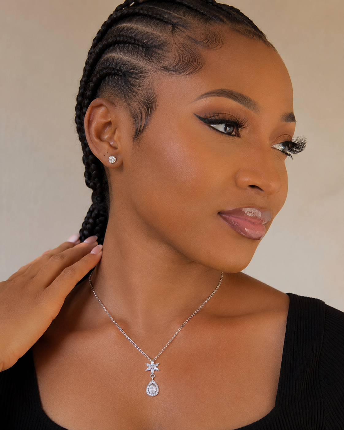 Silver 925 Toned Teardrop Pendant Set