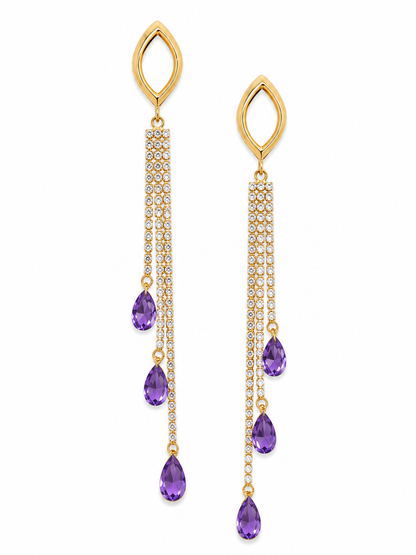 Purple Teardrop Dangle Earrings
