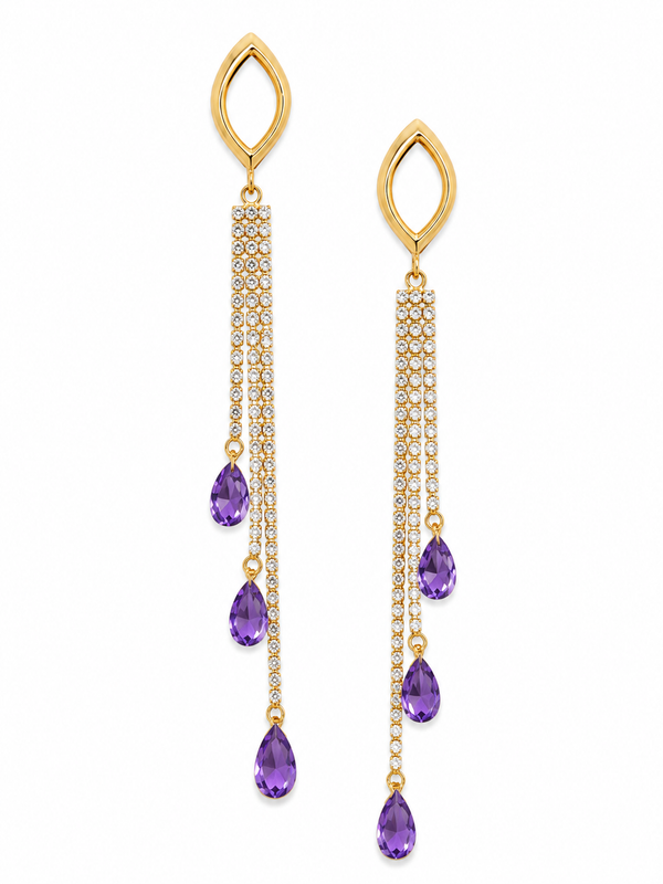 Purple Teardrop Dangle Earrings