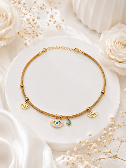 Gold -Tone Necklace Evil Eye Pendant