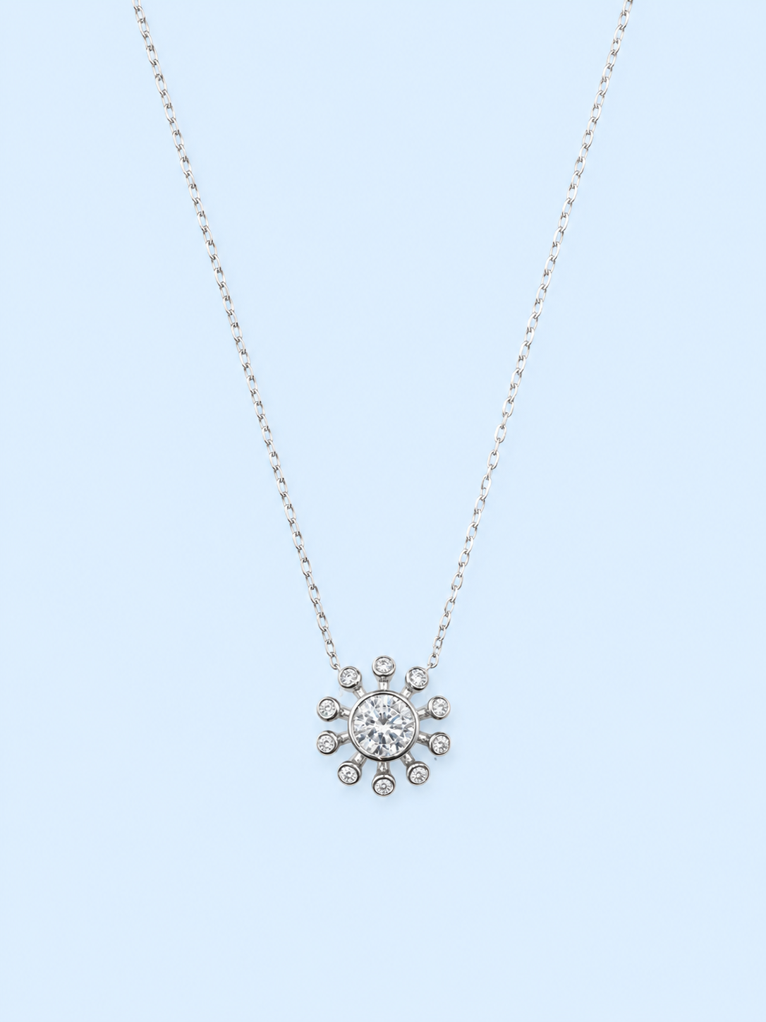 Silver 925 Round-Cut Center Stone Pendant Set