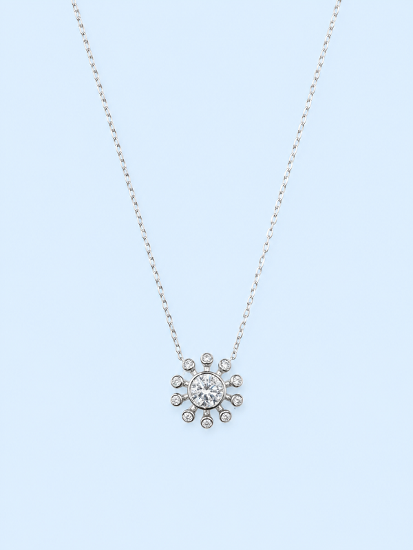 Silver 925 Round-Cut Center Stone Pendant Set