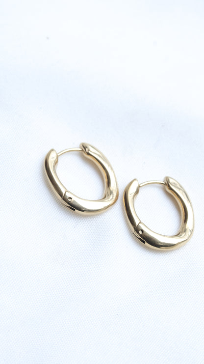Gold Oval Hoop Earrings