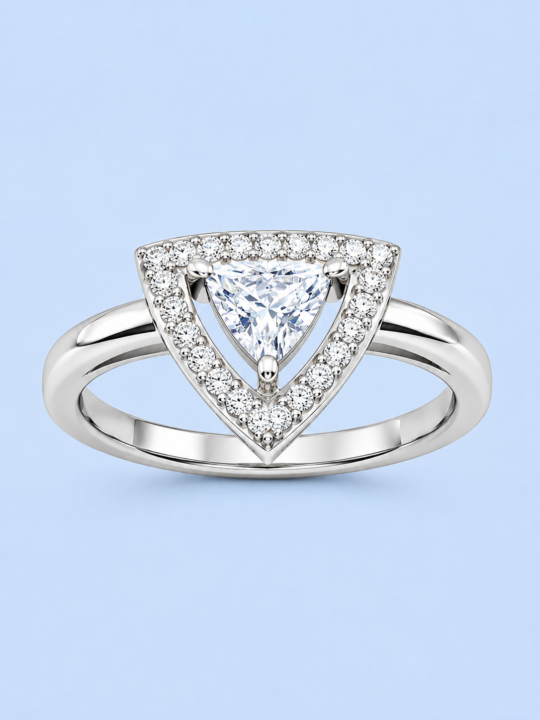 Silver-925 Triangular Halo Ring