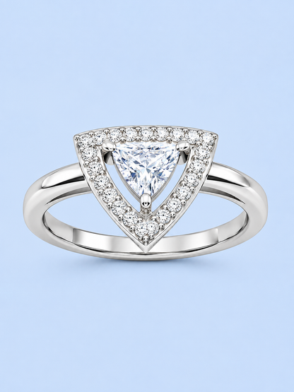Silver-925 Triangular Halo Ring