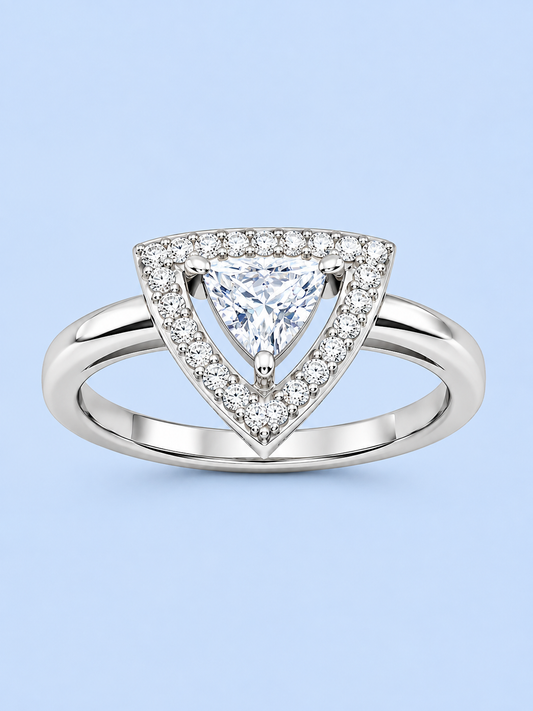 Silver-925 Triangular Halo Ring