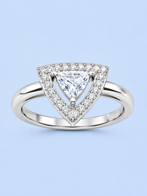 Silver-925 Triangular Halo Ring