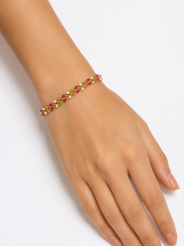 A Pink Leaf-Link Bracelet