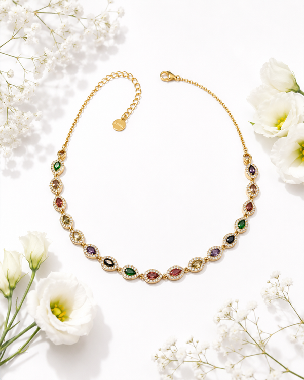 Colorful Gemstone Chain Necklace