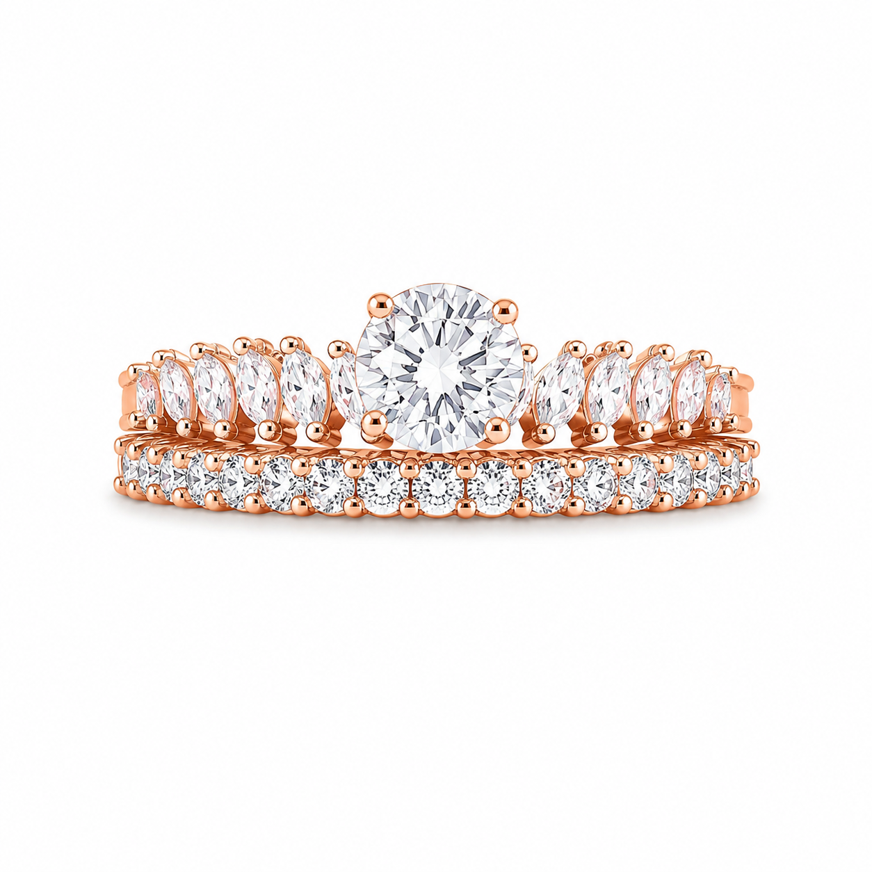 Silver 925 Rose Gold Dual Wedding Rings