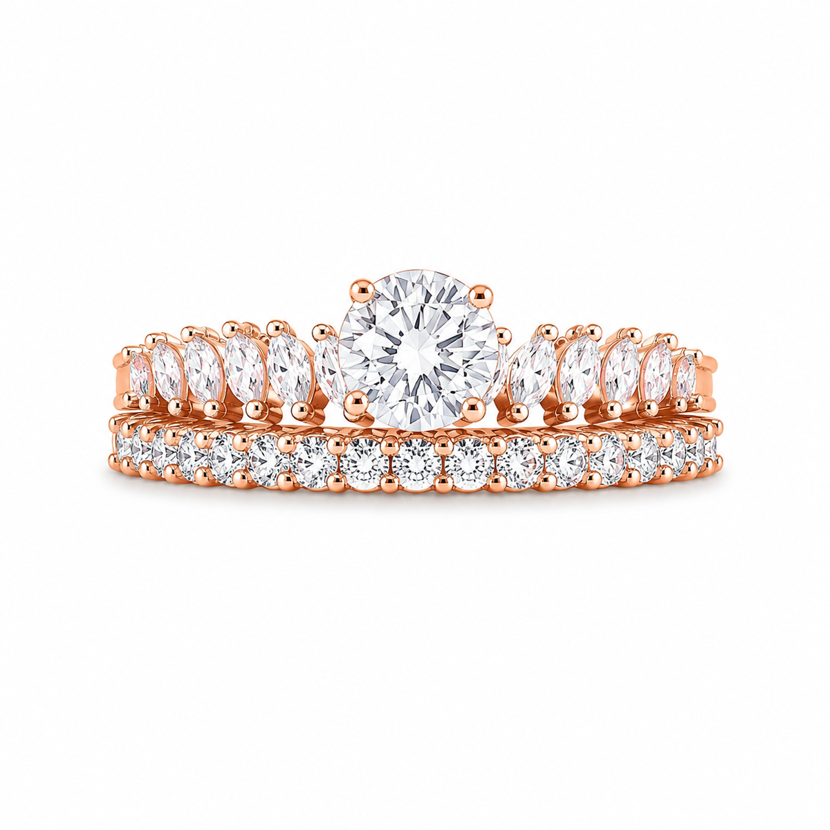 Silver 925 Rose Gold Dual Wedding Rings