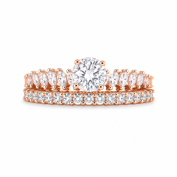 Silver 925 Rose Gold Dual Wedding Rings