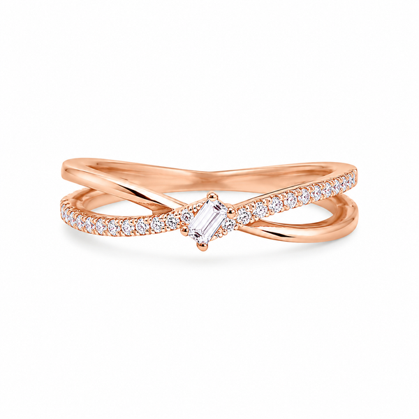 Silver 925 Rose Gold Ring With a Double-band Design