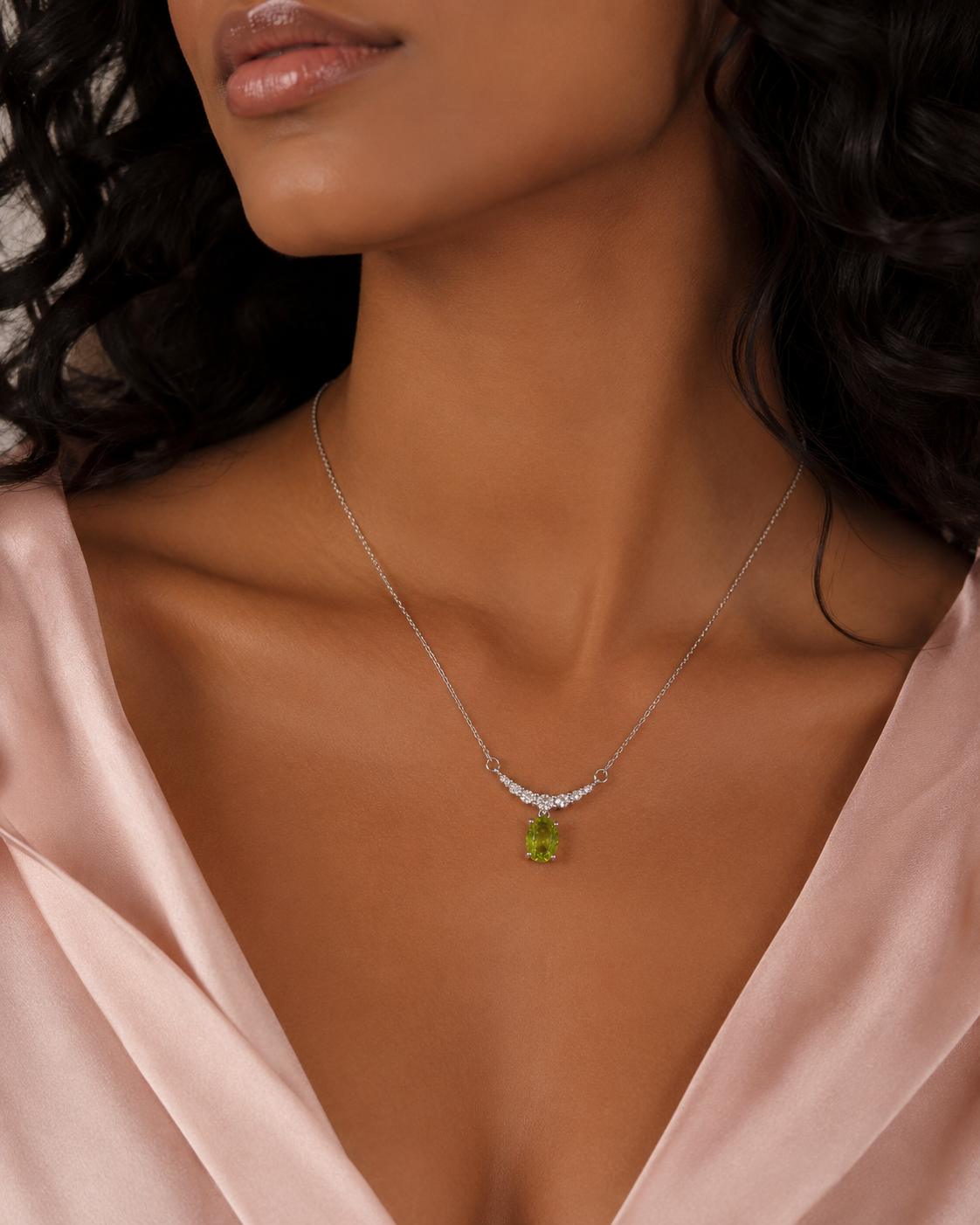 Silver 925 Curved Bar Pendant Set