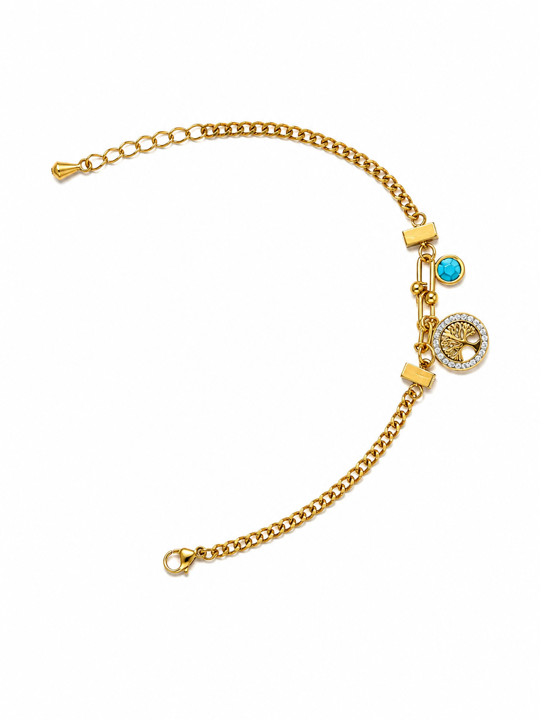 A Round Turquoise Lobster Clasp Bracelet
