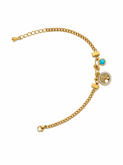 A Round Turquoise Lobster Clasp Bracelet