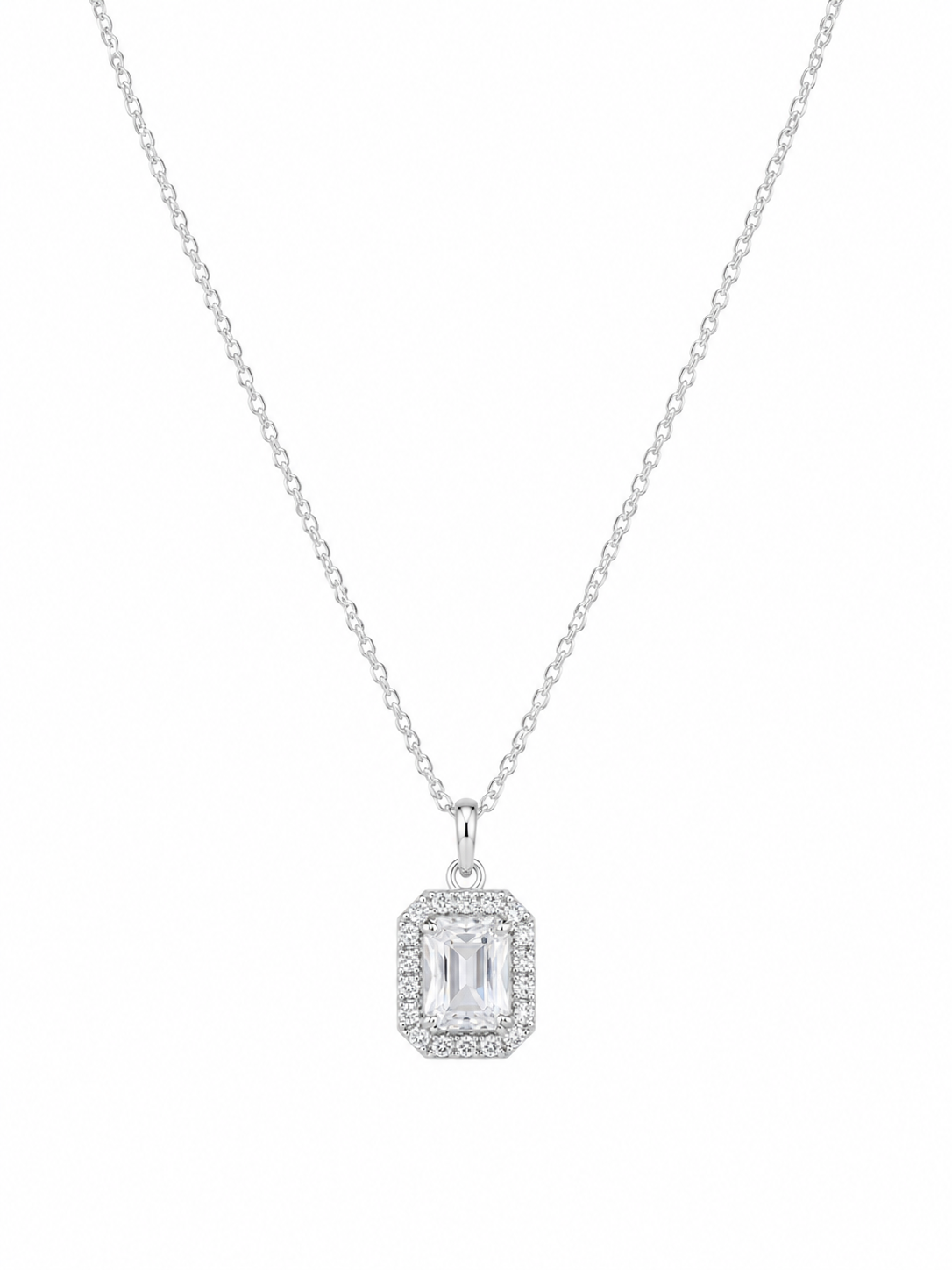 Silver 925 Rectangular Halo Pendant
