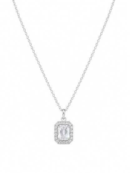 Silver 925 Rectangular Halo Pendant