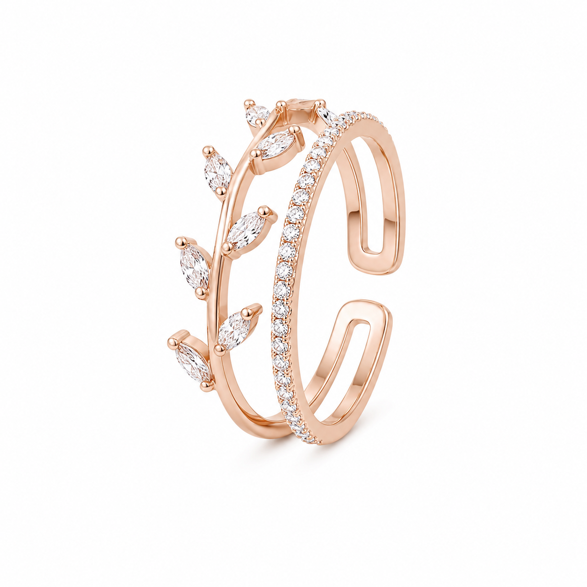 Silver 925 Rose Gold Shank Ring