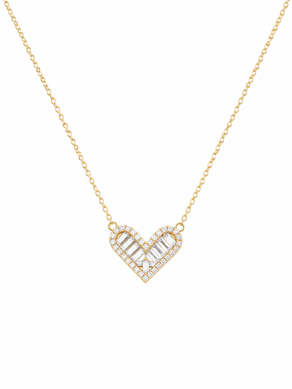 Silver 925 Gold Heart-Shaped Necklace