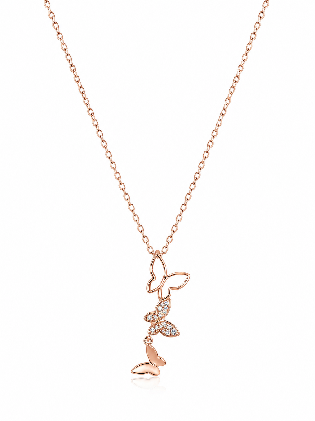 Sliver 925 Rose Gold Butterfly Chain Necklace