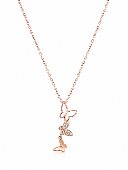 Sliver 925 Rose Gold Butterfly Chain Necklace