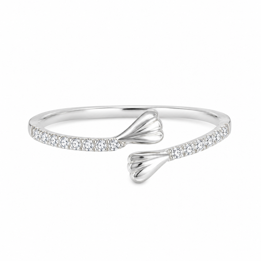 Silver 925 Toned Open Cuff Ring Featuring