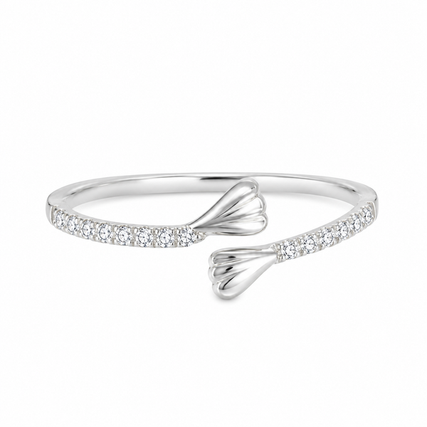Silver 925 Toned Open Cuff Ring Featuring