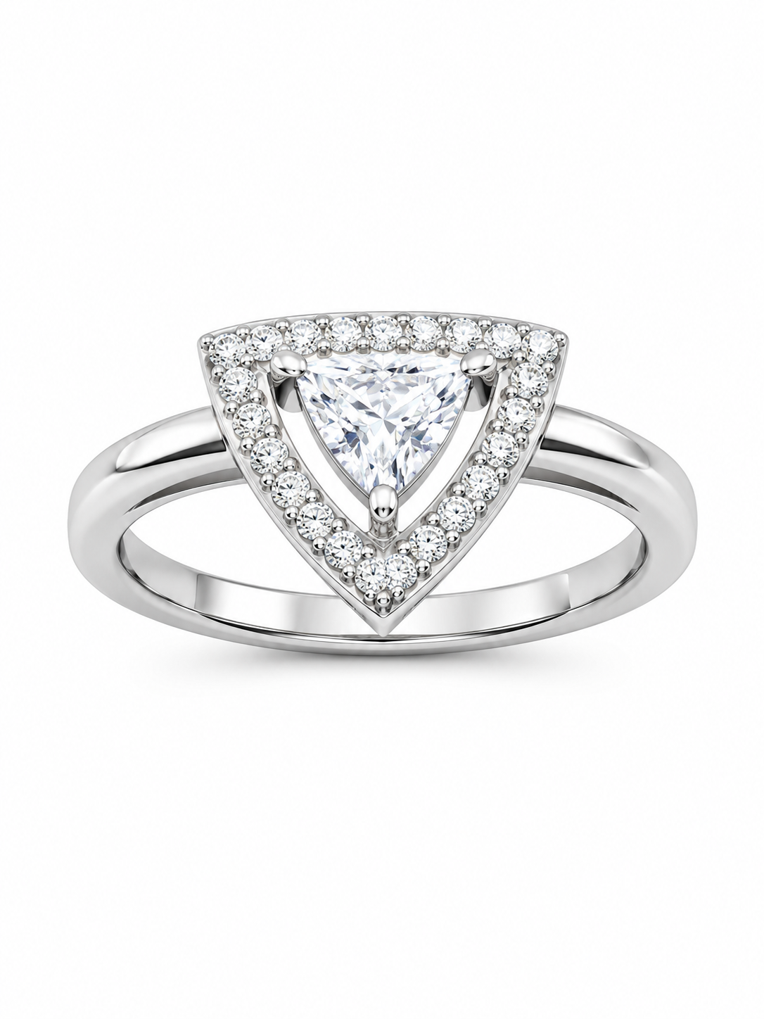 Silver-925 Triangular Halo Ring