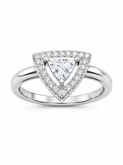 Silver-925 Triangular Halo Ring