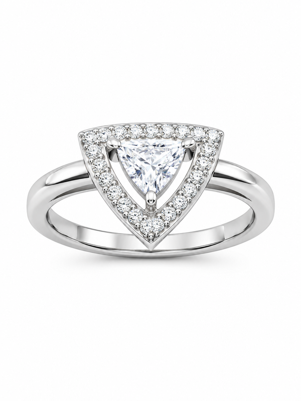 Silver-925 Triangular Halo Ring