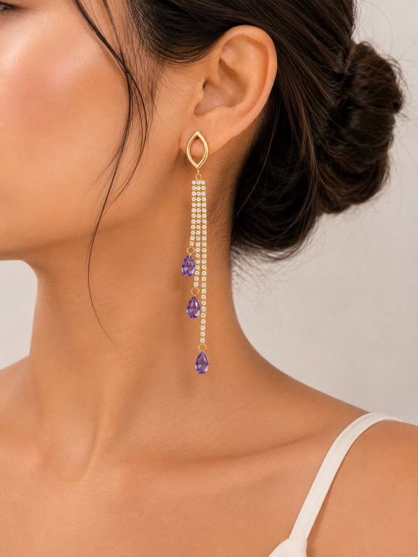 Purple Teardrop Dangle Earrings