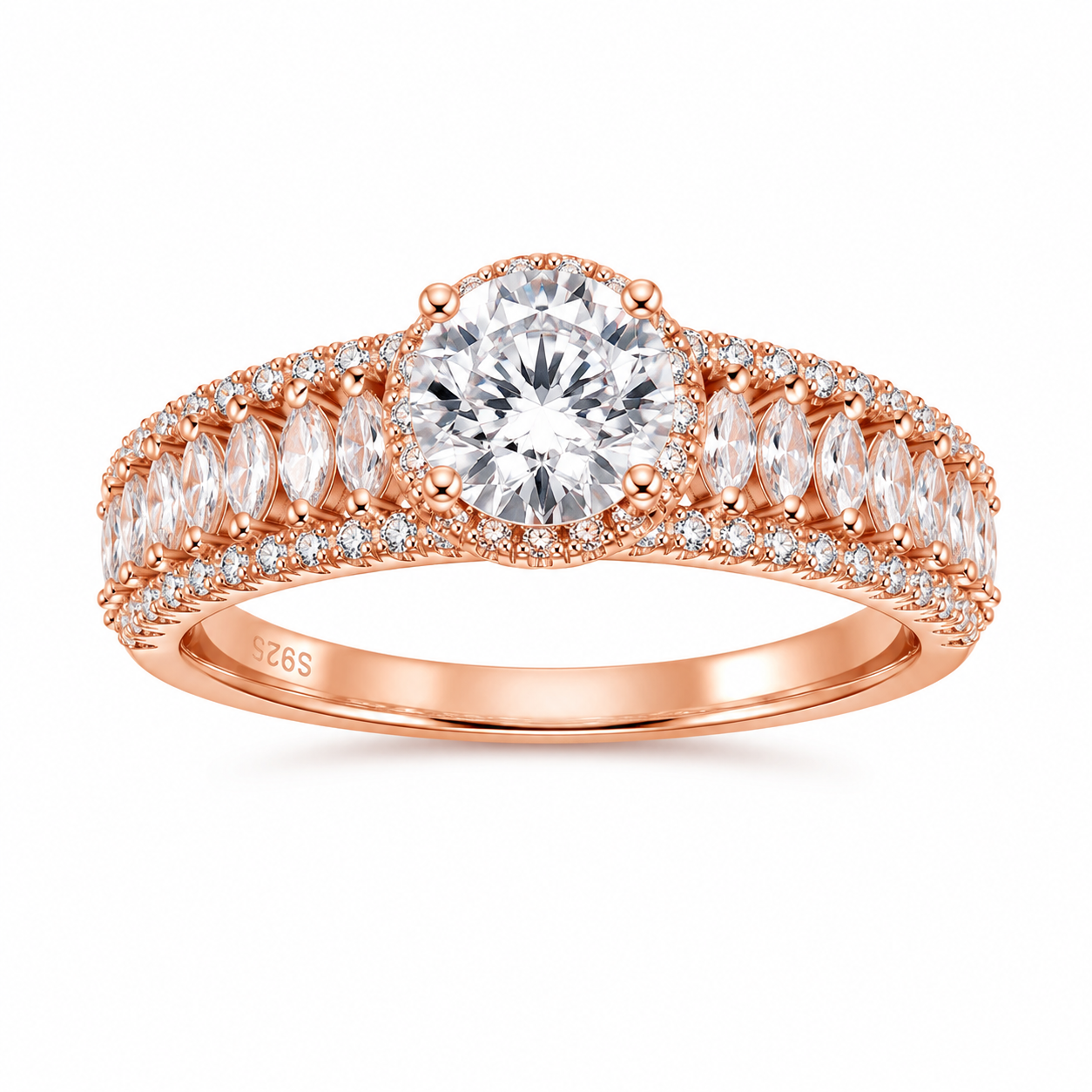 Silver 925 Rose Gold Dual Wedding Rings