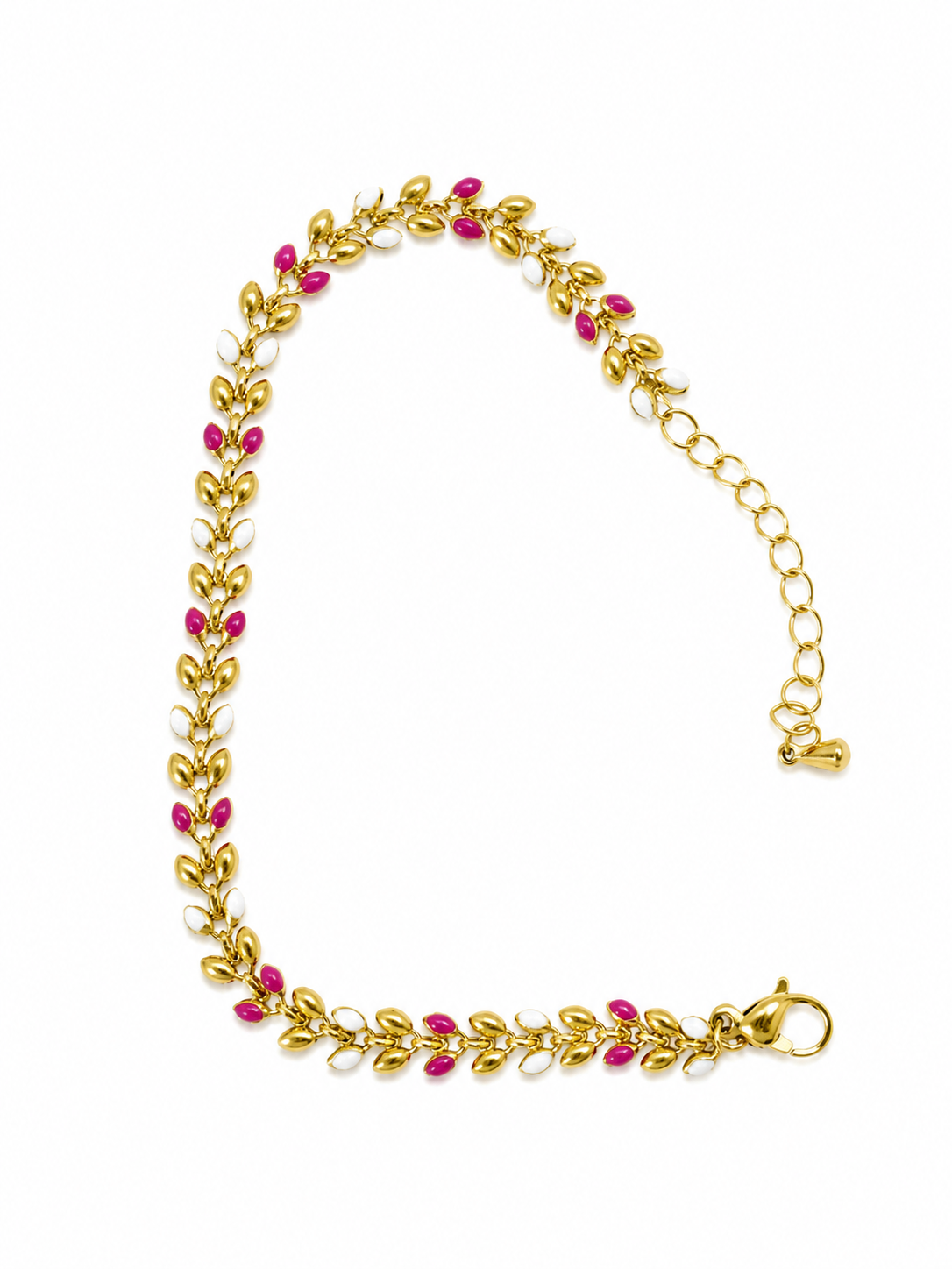 A Pink Leaf-Link Bracelet