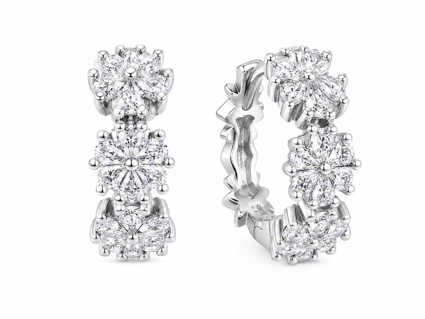 Silver 925 Hoops Cluster Studs